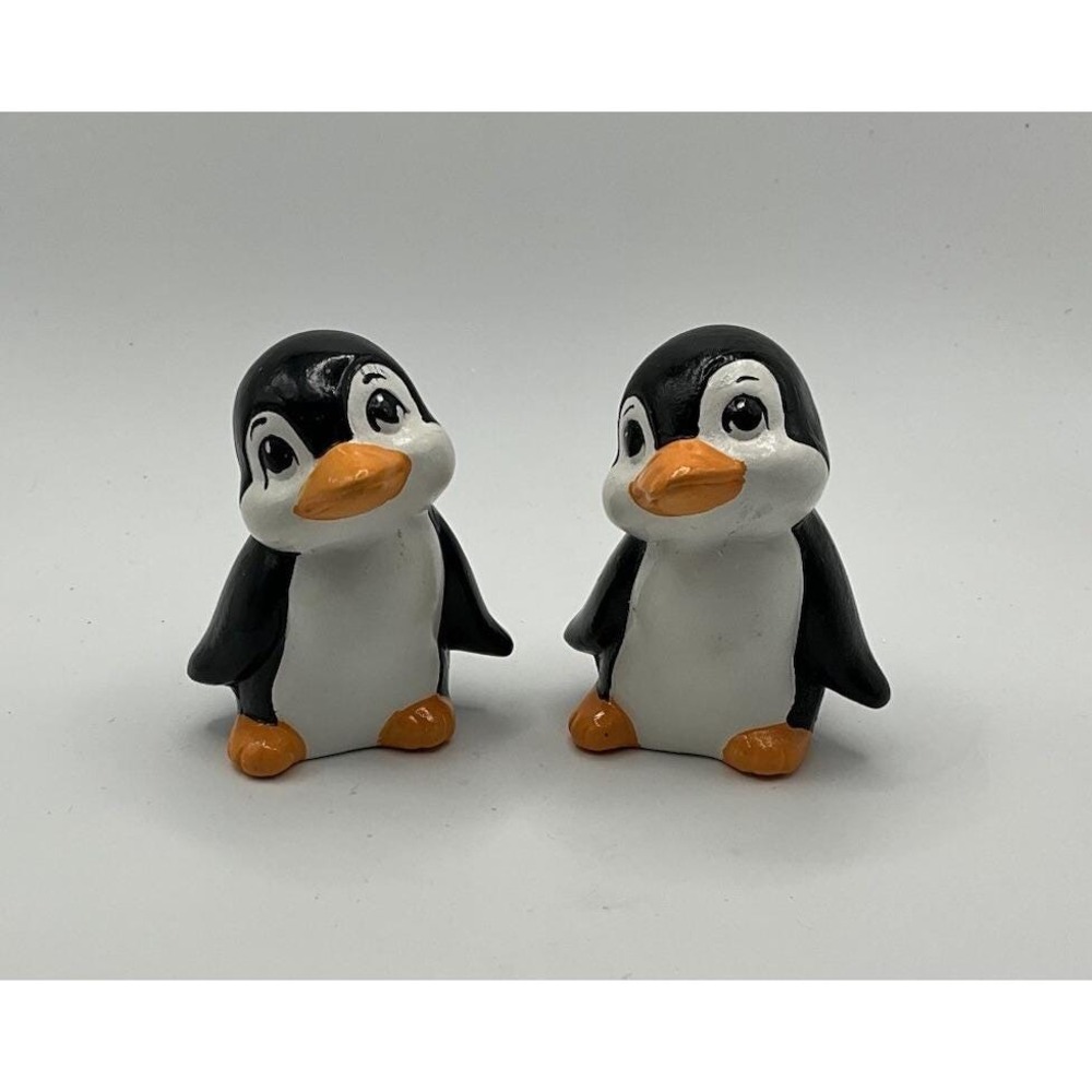 Vintage Norcrest Ceramic Christmas Penguin Figurines Set/2 Adorable!